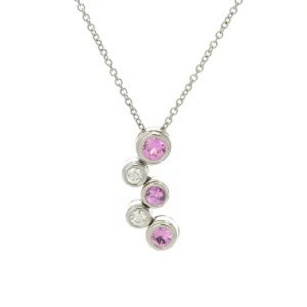 Tiffany Co Bubble Necklace Platinum Diamond Pink Sapphire